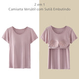 Camiseta Versatile Feminina - 2 em 1 - com Sutiã Embutido